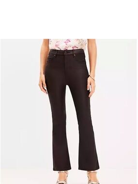 Loft Coated High Rise Kick Crop Jeans in Brown